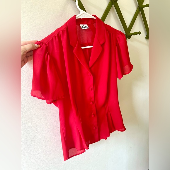 70s Vintage 🌹 At Once Sheer Button-Up Blouse - Picture 4 of 4